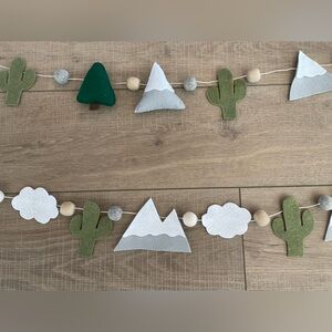 Nursery Mountain Cactus Tree Clouds Felt Garlands Handmade set of 2 Baby Shower